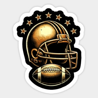 Retro Golden Football Helmet Sticker